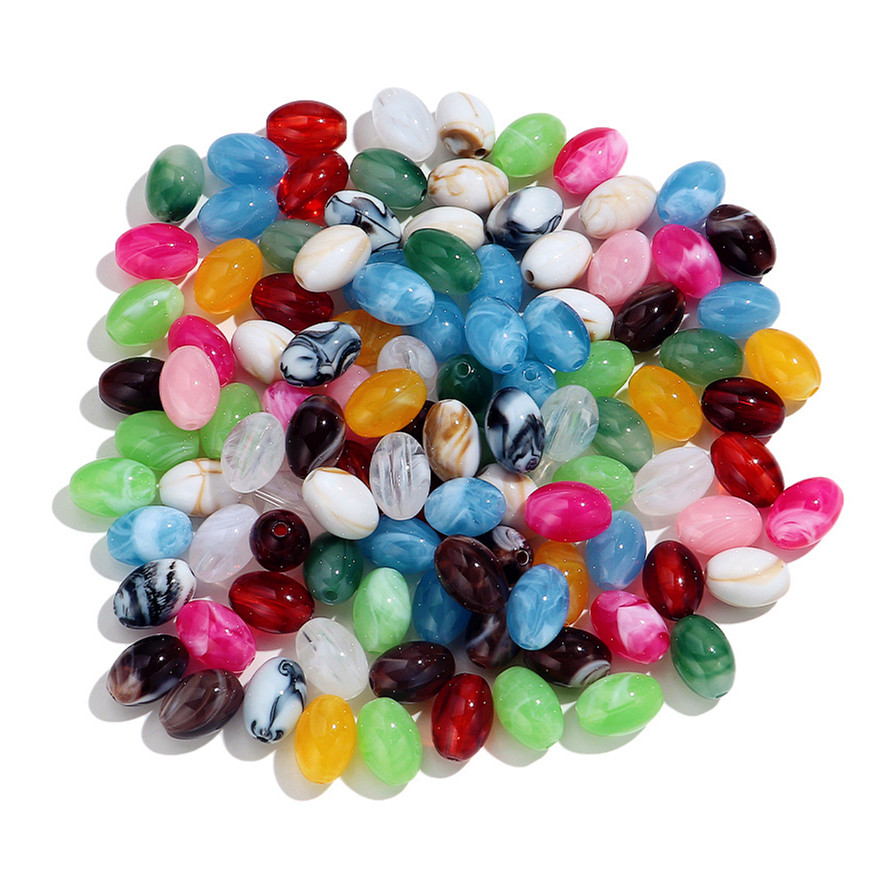Vintage Collectible Marbles - 60Pcs 11x16mm Marbling Colorful Geometric Elliptical