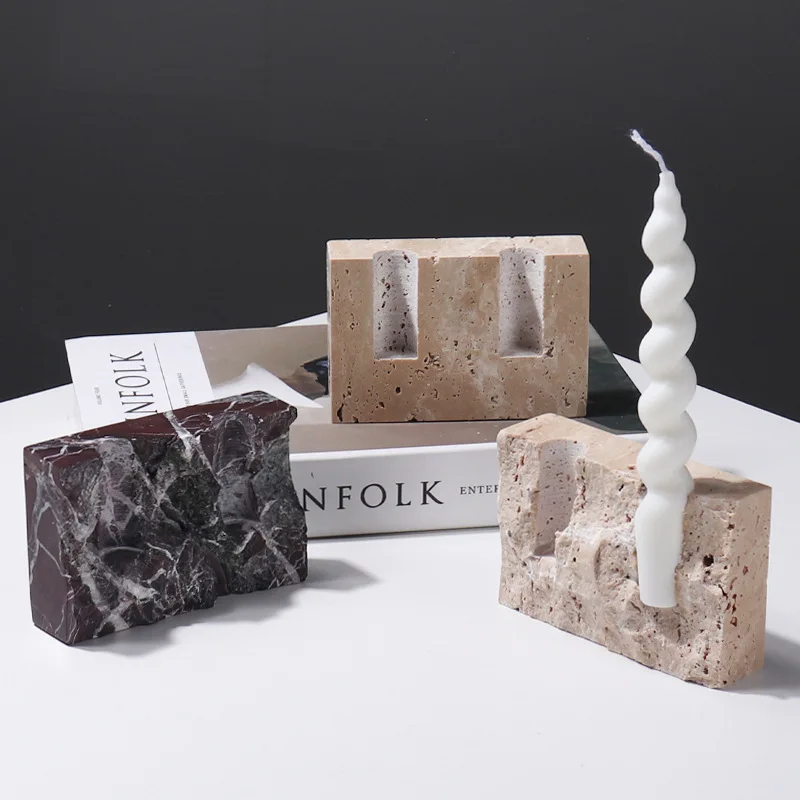 Vintage Collectible Marbles - Natural Marble Stone Candle Holder Vintage