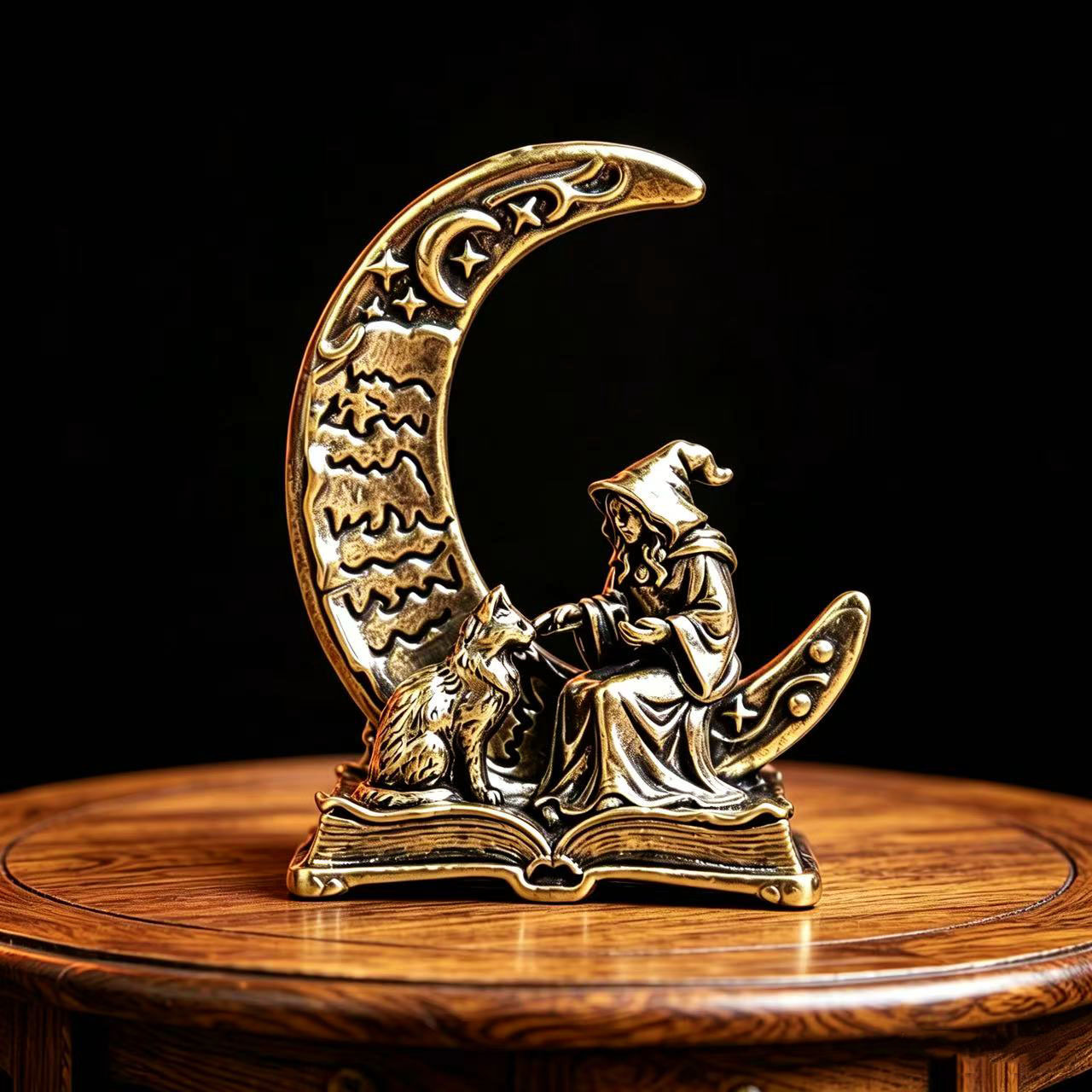 Vintage Collectible Ornaments - Brass Moon Witch Decoration Statue Ornament