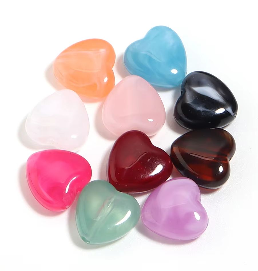 Vintage Collectible Marbles - 10pcs/lot Vintage Heart Acrylic Beads Marbling