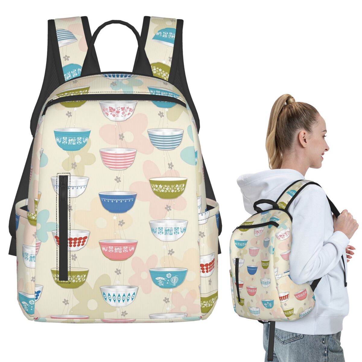 Vintage Collectible Pyrex - Vintage Pyrex Bowls Collection Backpack Student