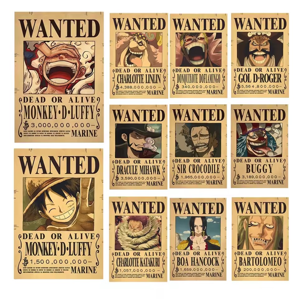 Vintage Toys Collection - Anime One Piece Bounty Wanted Posters