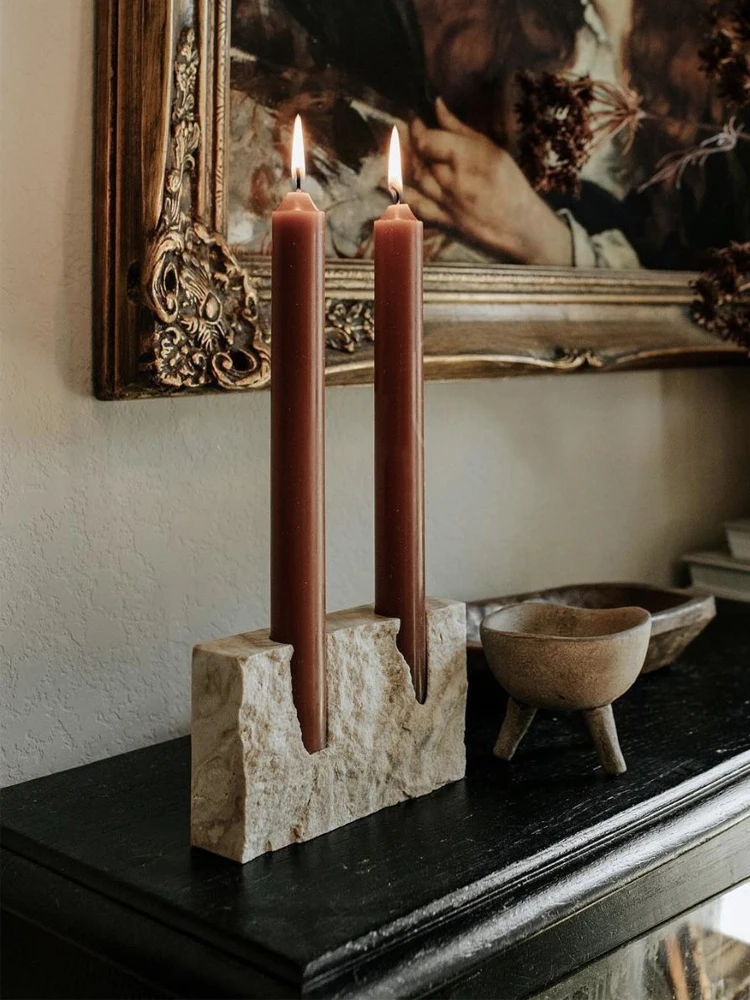 Vintage Collectible Marbles - 2 Holes Marble Candlestick Holder for