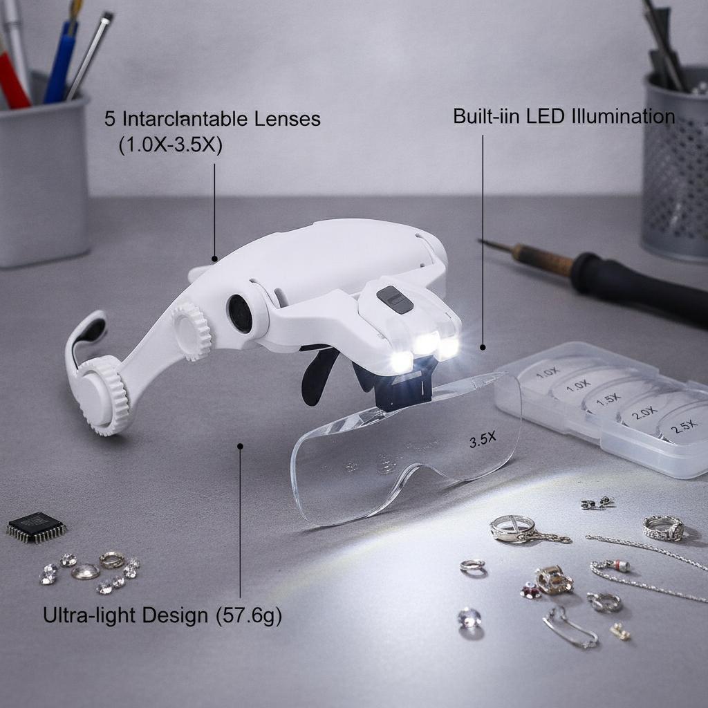 Darkroom Enlarger Lens - LED Head Magnifier with 5 Lenses