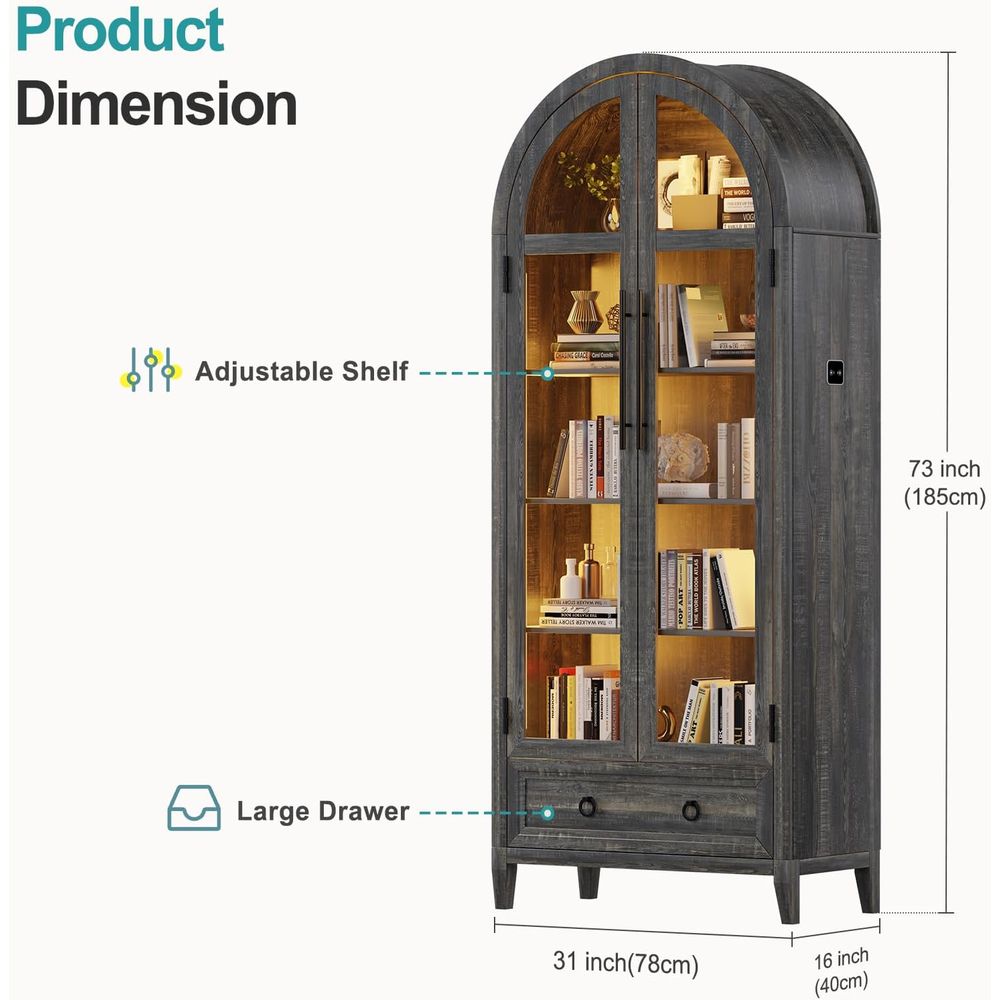 73 Arched Glass Display Cabine - Collectible Collection 评论和价格
