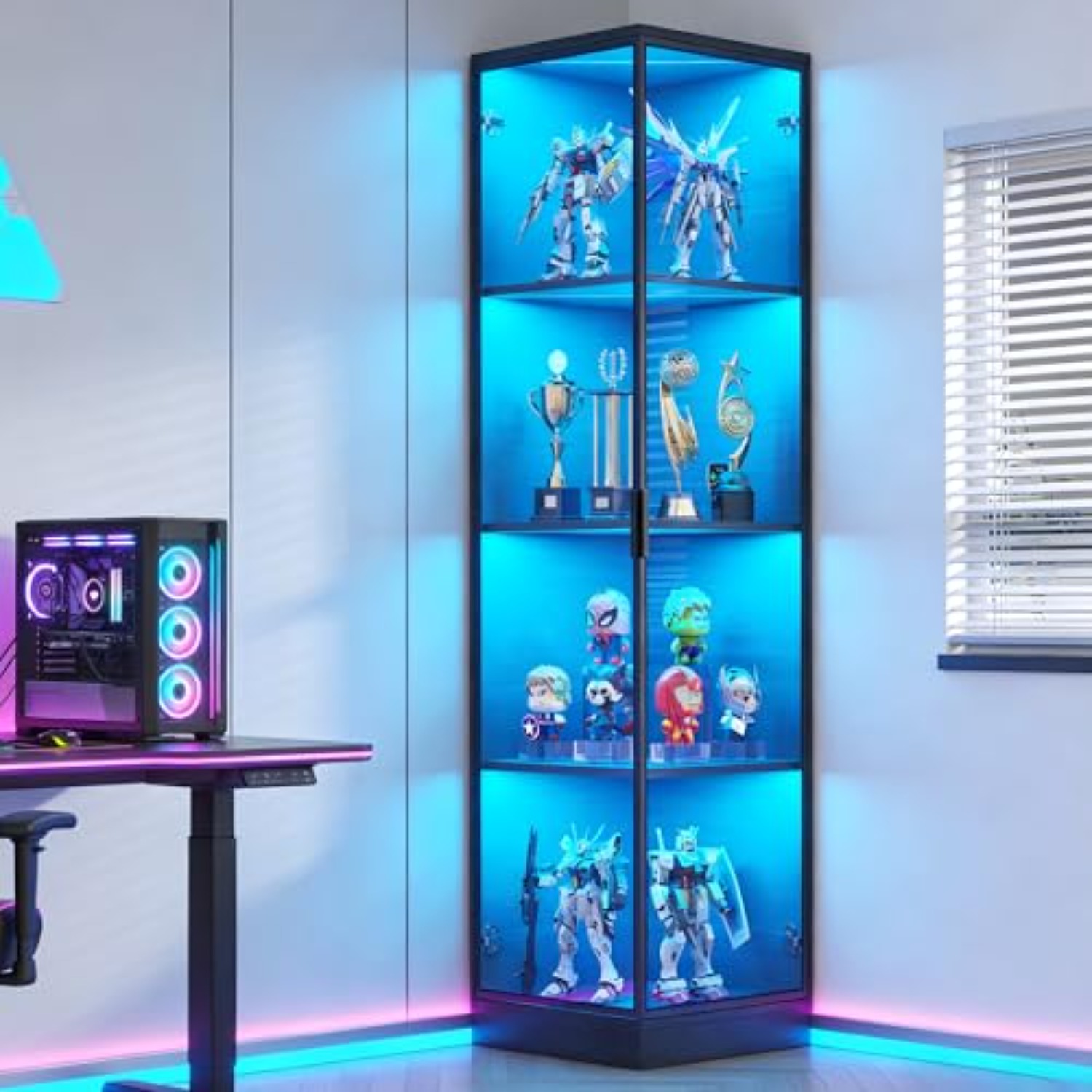Corner Display Cabinet with Do - Collectible Collection 评论和价格