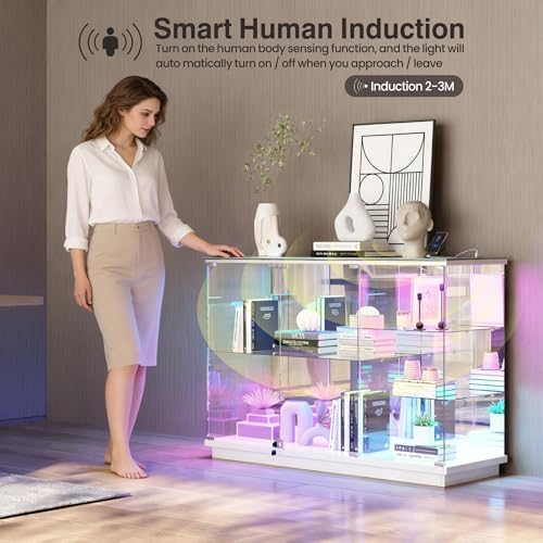 RGB Glass Display Cabinet with - Collectible Collection 评论和价格