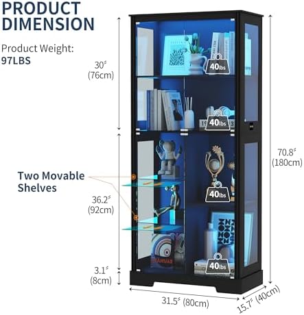 71'' Display Cabinet with 5-Ti - Collectible Collection 评论和价格