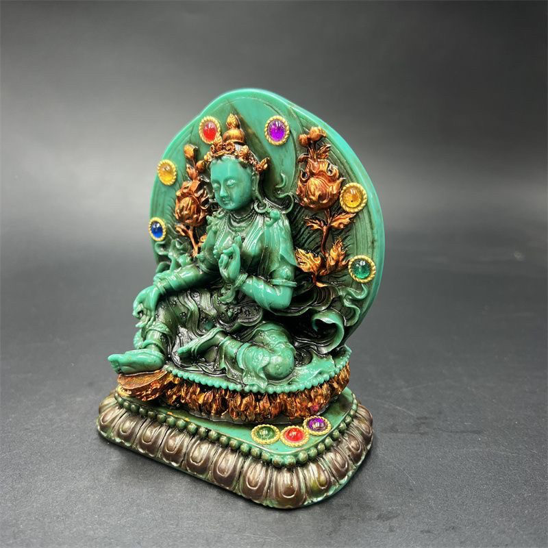 Tibetan Vintage Green Tara Sta - Vintage Collectible Ornaments 评论和价格