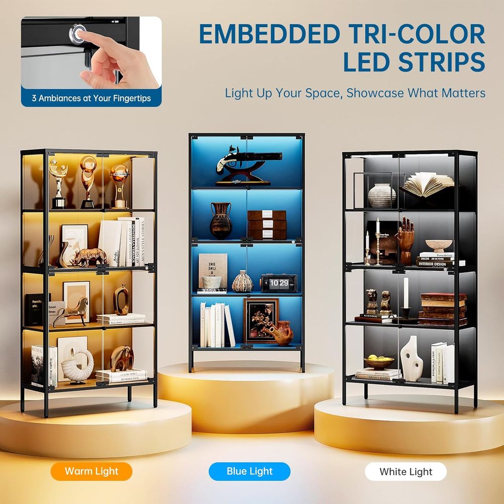 65 LED-Illuminated Glass Displ - Collectible Collection 评论和价格