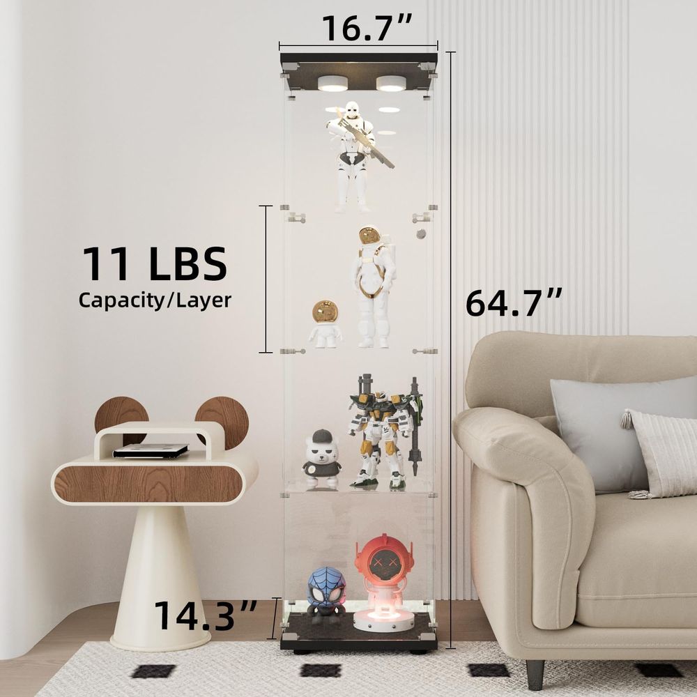 LED-Illuminated Glass Cabinet  - Collectible Collection 评论和价格