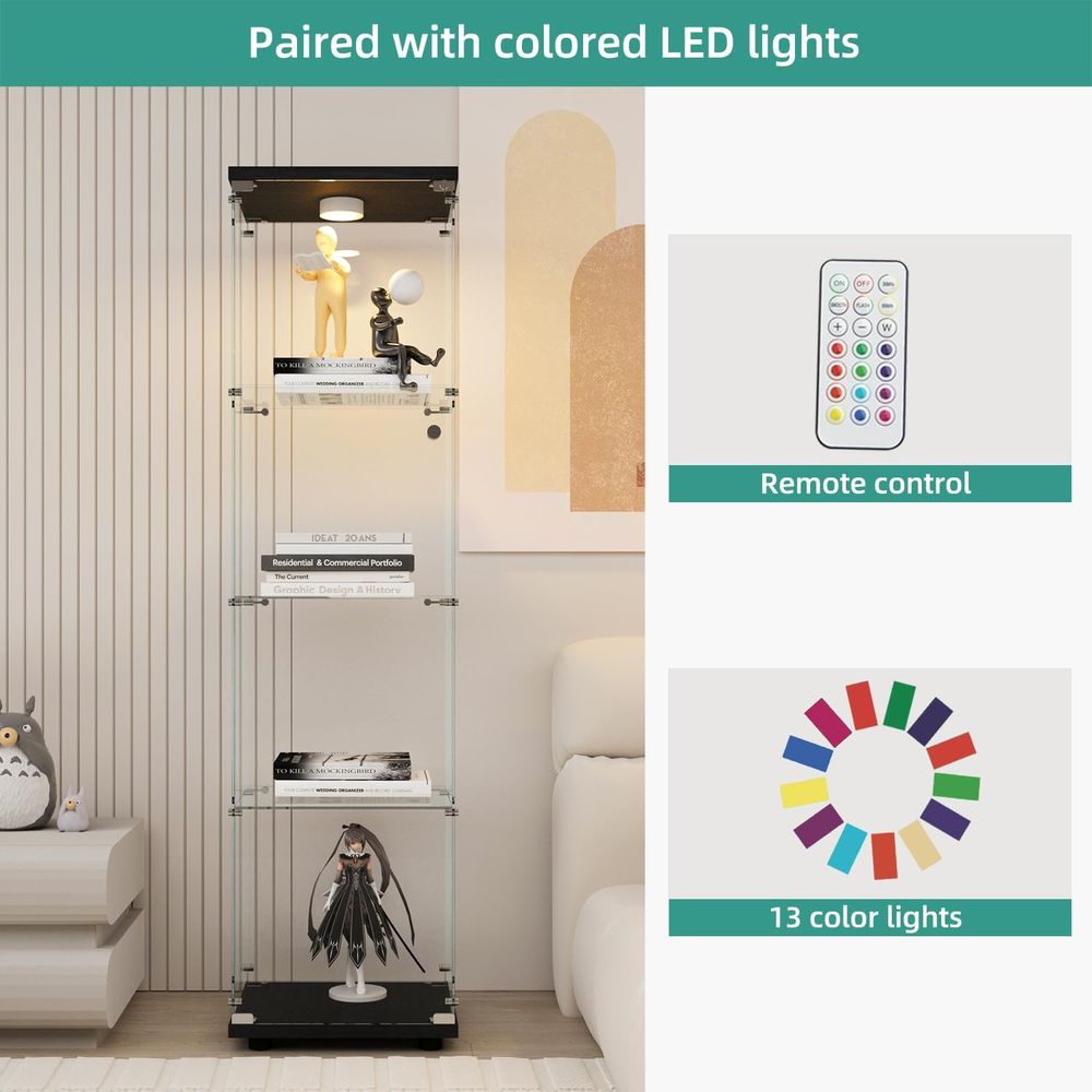 LED-Illuminated Glass Cabinet  - Collectible Collection 评论和价格