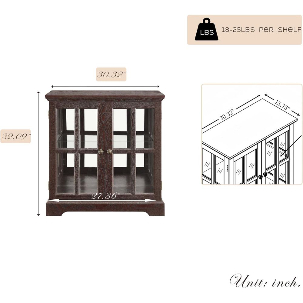 32 High LED-Lit Curio Cabinet  - Collectible Collection 评论和价格