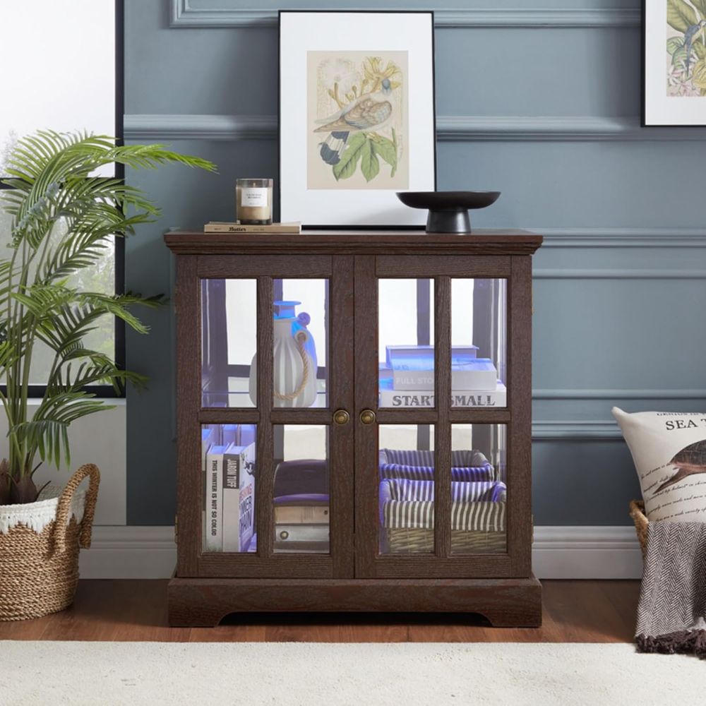 32 High LED-Lit Curio Cabinet  - Collectible Collection 评论和价格