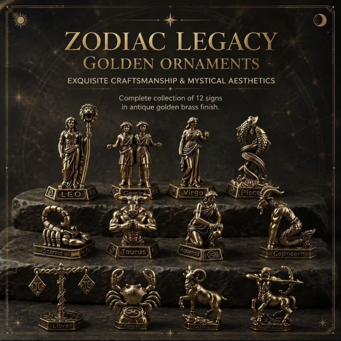 Handmade brass zodiac ornament - Vintage Collectible Furniture 评论和价格
