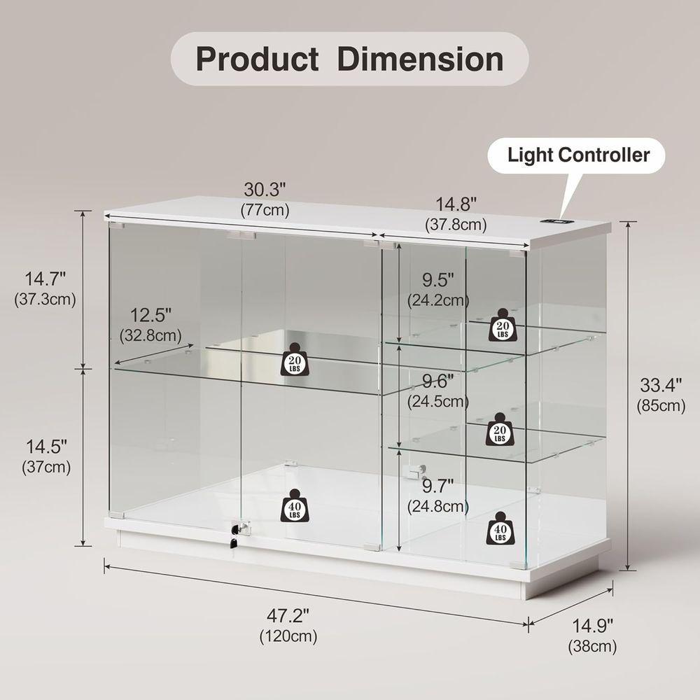 White High Gloss Glass Display - Collectible Collection 评论和价格